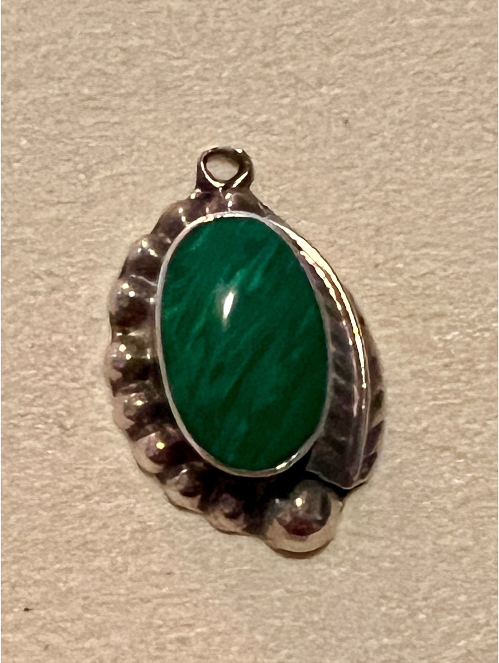 Vintage Taxco TC-25 Isabel Cardenas Malachite Silver Pendant Mexico